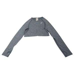 Gymshark Gray Fitted Long‎ Sleeve Crop Top
